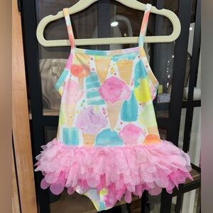 Biscotti Ice Cream toddler girl one piece swimsuit ruffles tutu tulle sequins